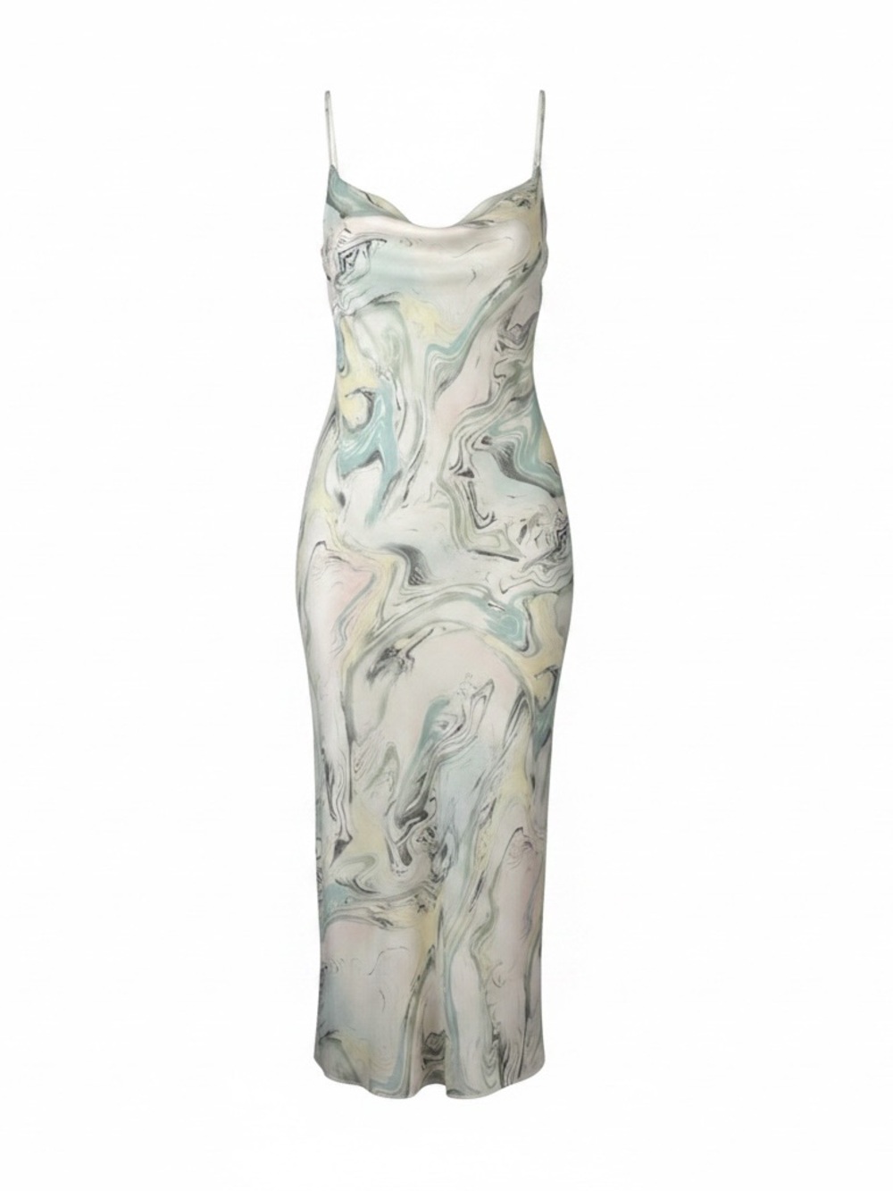 Habitual Pastel Marble-Print Slip Midi Dress